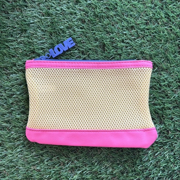 Love Mesh Yellow and Pink Ipsy Pouch - Picture 1 of 2
